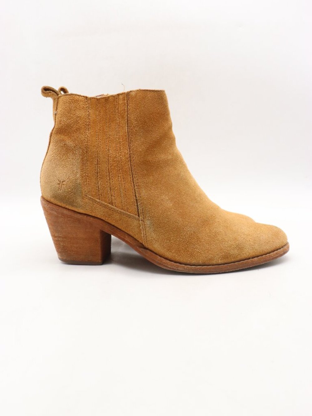 Frye Alton Chelsea Brandy Brown Suede Ankle Boots Women's 9 B Side Zip Heels